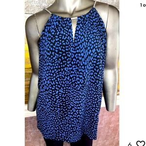 Michael Michael Kors shirt Blue/Black Leopard Print Halter Top